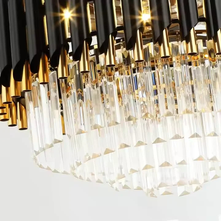 Modern 42-Inch Crystal and Metal Ceiling Fan with LED Light 4 Acrylic Blades DC Motor for Home Living Room Decoration