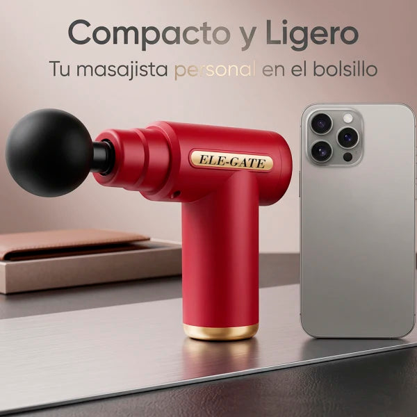 Red Vibration Brushless Motor Percussion Massage Gun for Body 12-Speed Adjustable Wireless Remote Control 4 Heads 2500mAh