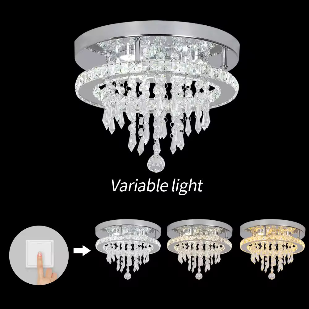 Crystal LED Chandelier with Changeable 3 light(NO Remote)