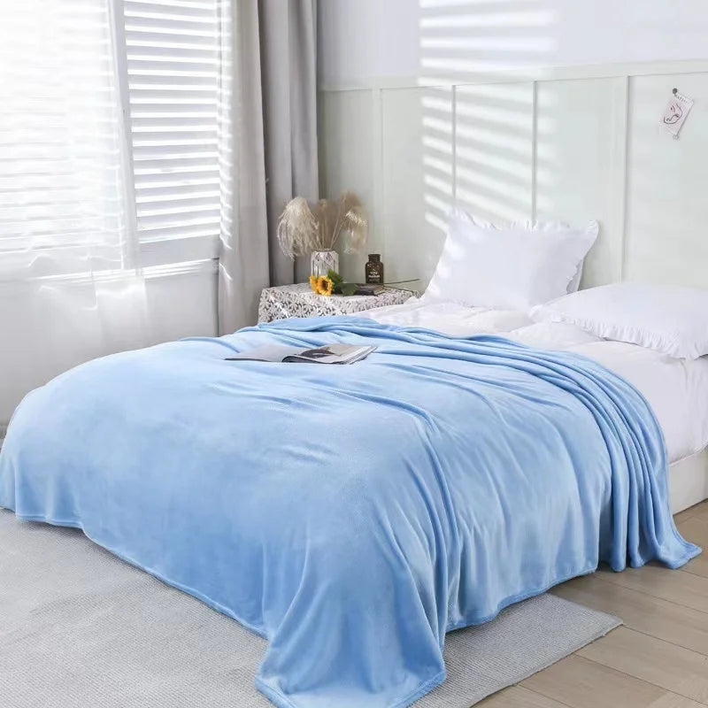 Mexican Blanket Wholesale MOQ 10 Pieces Double-sided Polyester Flannel Plain Solid Soft Plush Warm Four Seasons Winter Bedding