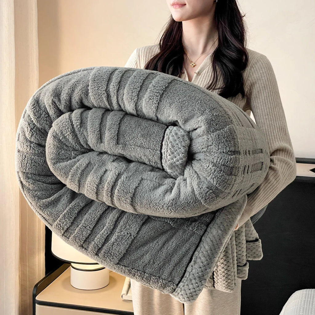 Western Style Polyester Fiber Blanket Winter Luxury Designer Comfort Decor Custom Rabbit Faux Fur Flannel Queen Size Blanket