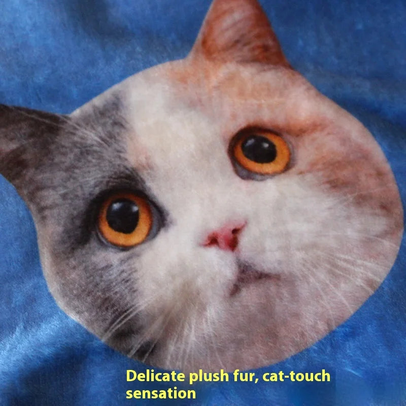 Custom 100% Polyester Cat Dog Pet Photo Design Cute Animal Pattern Knitted Shawl Blanket for Winter for Knee Lunch Break Sofa
