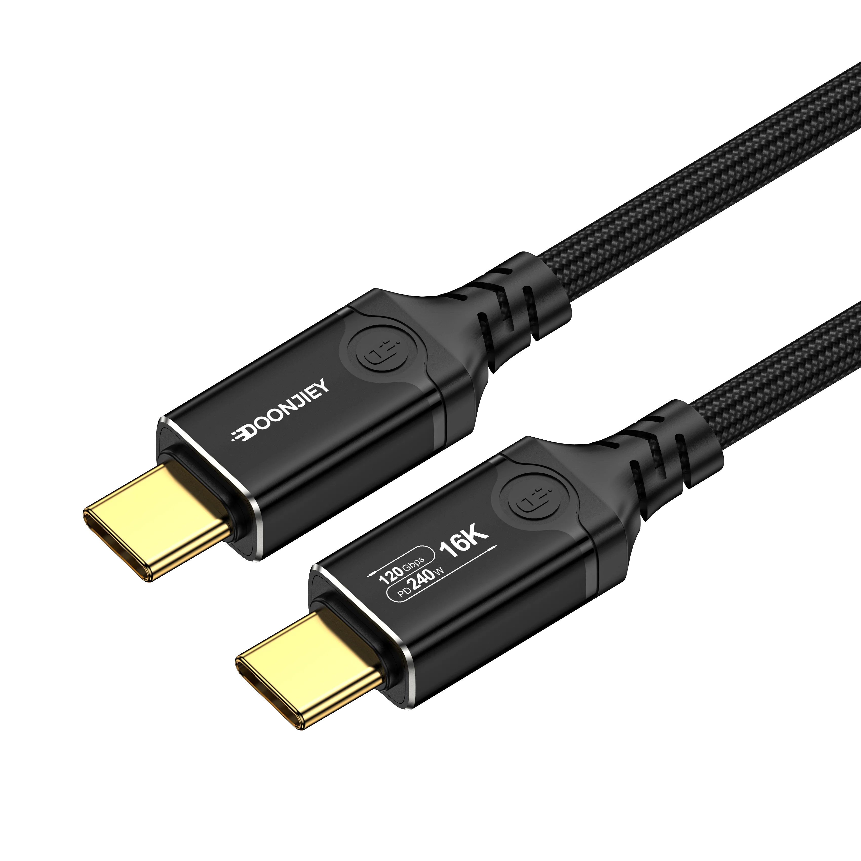 OEM 4.0 & 2.0V Thunderbolt 5 Type C USB Cable 120Gbps 240W 16K Aluminum Alloy Nylon Braided Data Cable for Laptop Mobile Printer