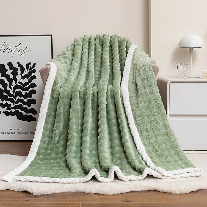 Double Layer  Thickened Cover Wholesale Woven Throw Blanket Polyester Blanket for Bed Cover