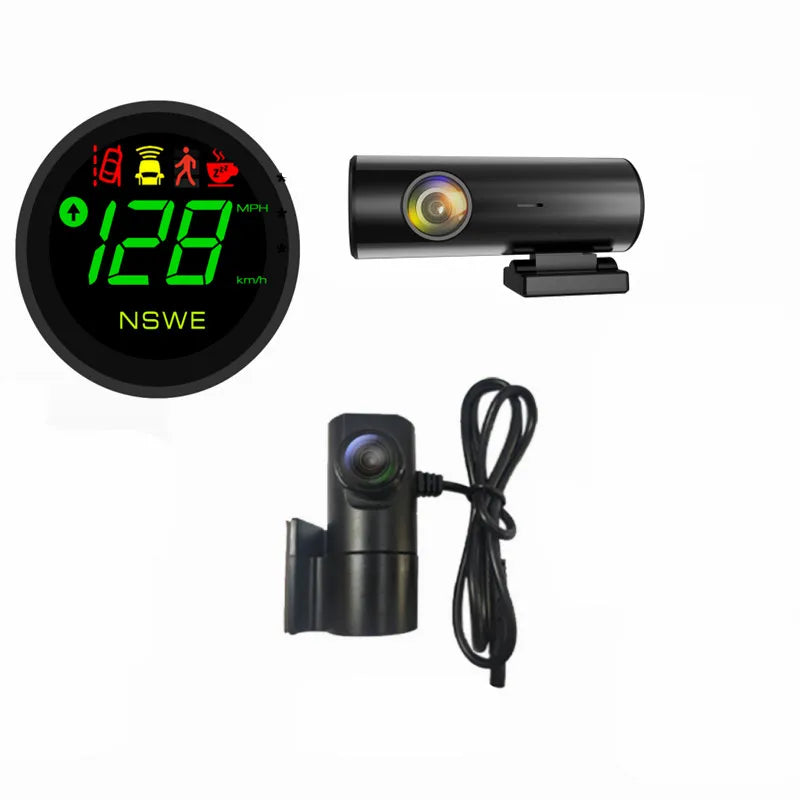 Mini   ADAS Dual Lens 4K Car Camera Dashcam with HUD GPS Speedometer