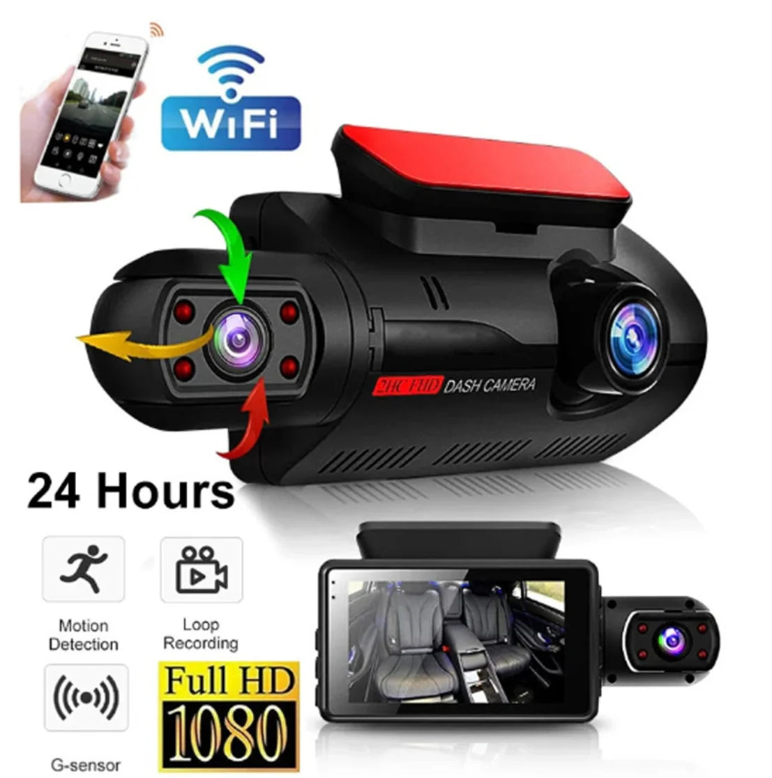 Car DVR Dash Cam Convenient Mini HD 1080p Video Front Indoor Night Vision Wifi Car Camera Dash Cam