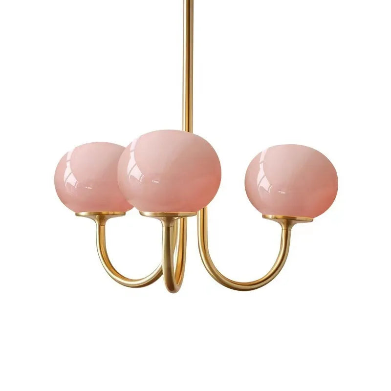 Bauhaus pink Living Room Chandelier Cozy Bedroom Master Bedroom Lamp French Vintage Glass Chandelier