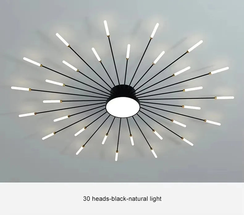 Modern LED Pendant Light Nordic Metal Strip Chandelier Ceiling Lights with Remote Control & Dimmable for Living Room