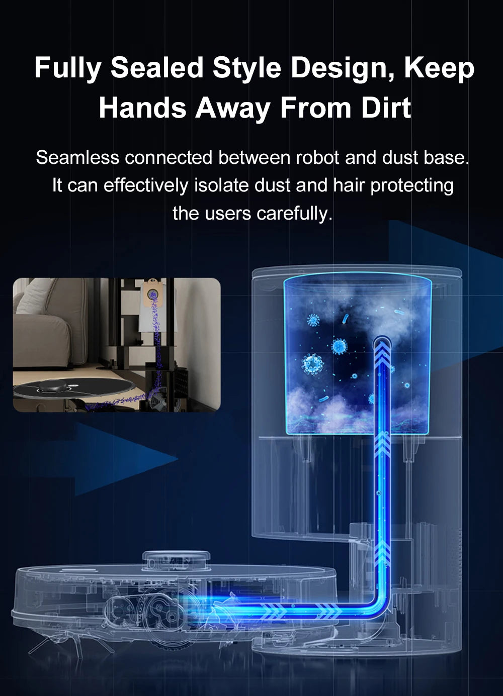 Robot Vacuum Cleaner 3-in-1 Wet Dry HEPA Filter Battery-Powered Laser Navigation App-Controlled Automatic Dirt Disposal