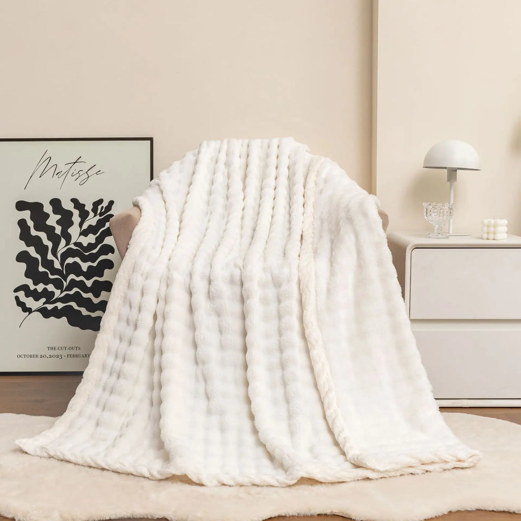 Double Layer  Thickened Cover Wholesale Woven Throw Blanket Polyester Blanket for Bed Cover