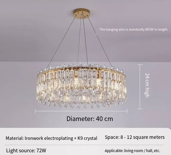 Luxury Modern Round Crystal Classic Wedding Villa Dining Led Chandelier Light for Livingroom Hotel Bedroom Pendant Lamp