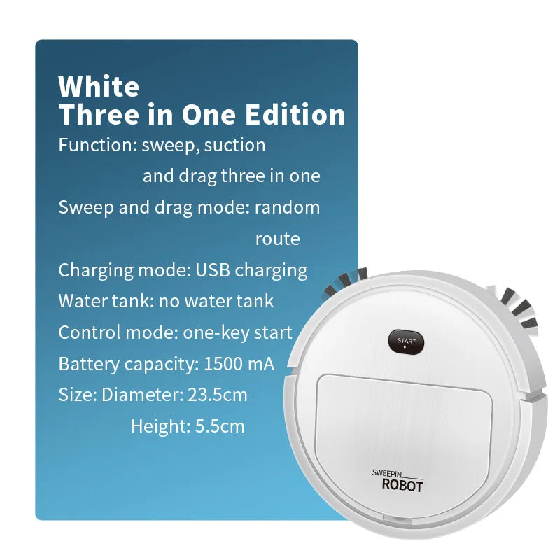 3 in 1 Sweeping Robot Vacuum Cleaner Rechargeable Mopping Wireless 1500pa Robotic Vacuum Cleaner for Home