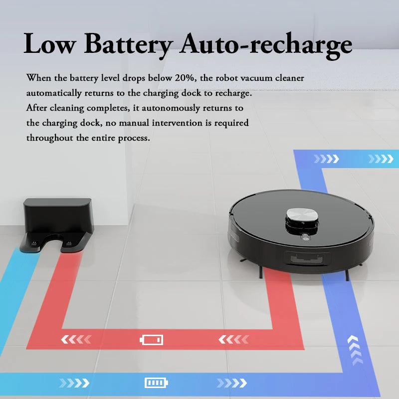 3-in-1 Electric Robot Vacuum Strong 3500Pa Suction LDS Navigation 120mins Runtime Mop WiFi APP Voice Automatic Cleaning Cleaning