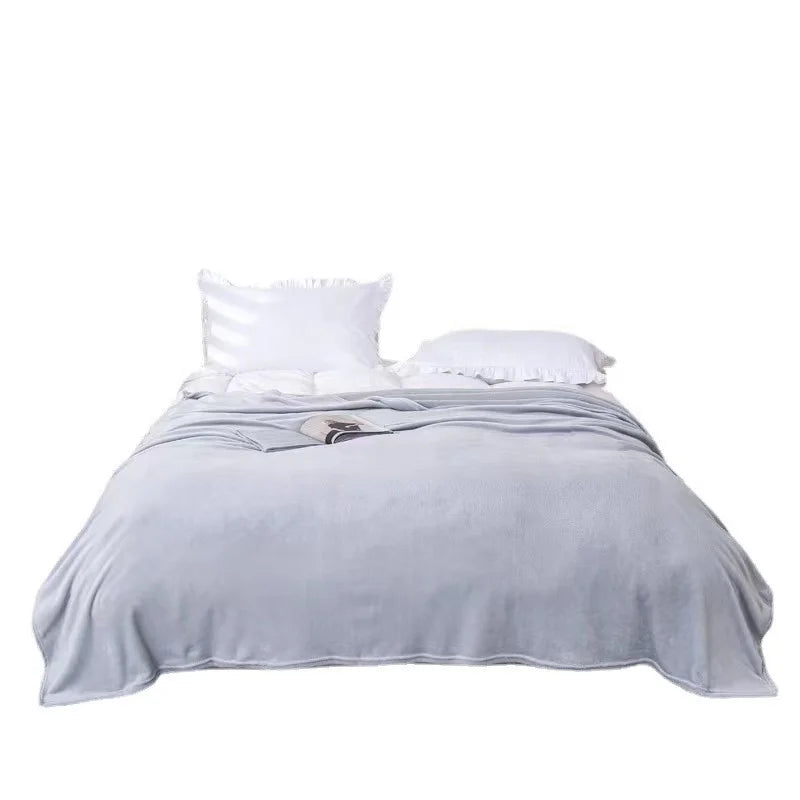 Mexican Blanket Wholesale MOQ 10 Pieces Double-sided Polyester Flannel Plain Solid Soft Plush Warm Four Seasons Winter Bedding
