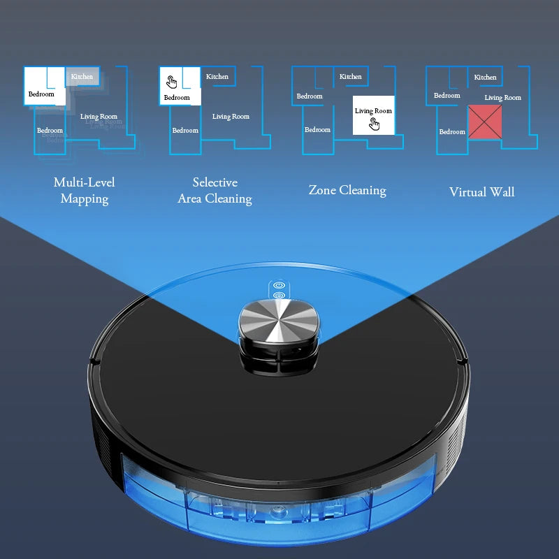 3-in-1 Electric Robot Vacuum Strong 3500Pa Suction LDS Navigation 120mins Runtime Mop WiFi APP Voice Automatic Cleaning Cleaning