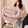 Western Style Polyester Fiber Blanket Winter Luxury Designer Comfort Decor Custom Rabbit Faux Fur Flannel Queen Size Blanket