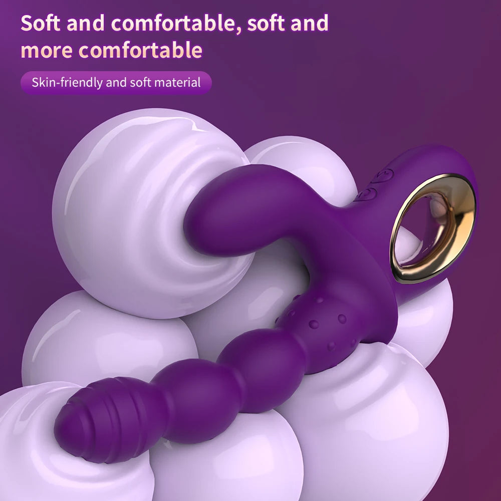 Double Head Vibrator for Women 4 Beads G Spot Vaginal Stimulation Anal Stim Silicone Rechargeable US Warehouse Christmas