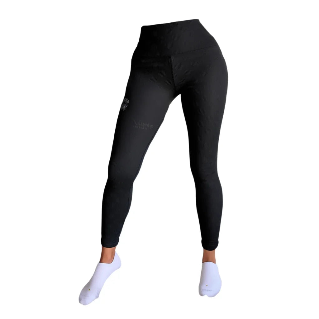 LJ Women's High Waist Seamless Solid Textured Yoga Leggings Black Calf-Length Activewear Push-Up Effect Spandex Nylon Elastic