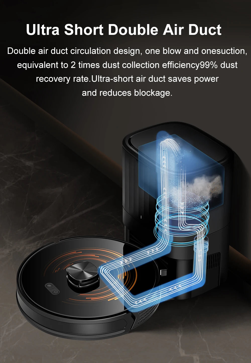 Robot Vacuum Cleaner 3-in-1 Wet Dry HEPA Filter Battery-Powered Laser Navigation App-Controlled Automatic Dirt Disposal