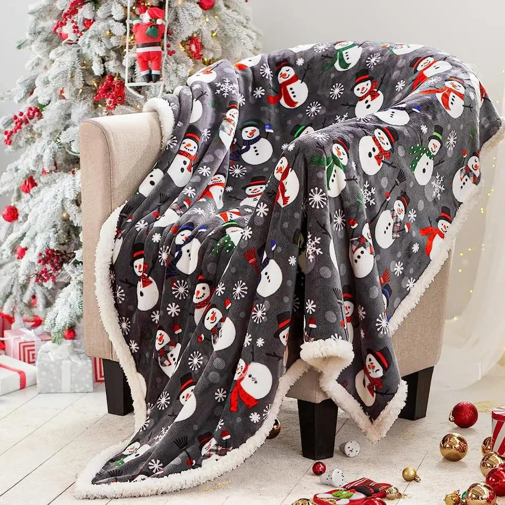 New Red Snowflake Design Raschel Blanket 100% Polyester Folded Super Soft Warm European-American Style for Winter Christmas Gift