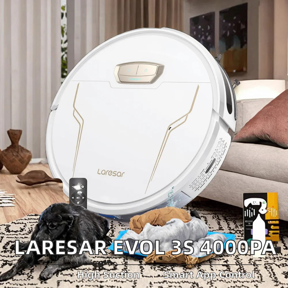 Laresar Evol 3s 4000Pa Self-Charging Robot Vacuum Cleaner App Remote Voice Control Super-Slim Gyroscope Wet Dry Plastic