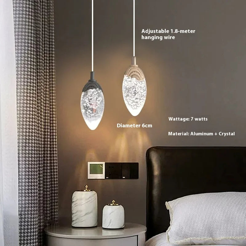 Light Luxury Post-Modern French Style Crystal Bedside Chandelier High-End Aluminum for Bedroom & Dining Room