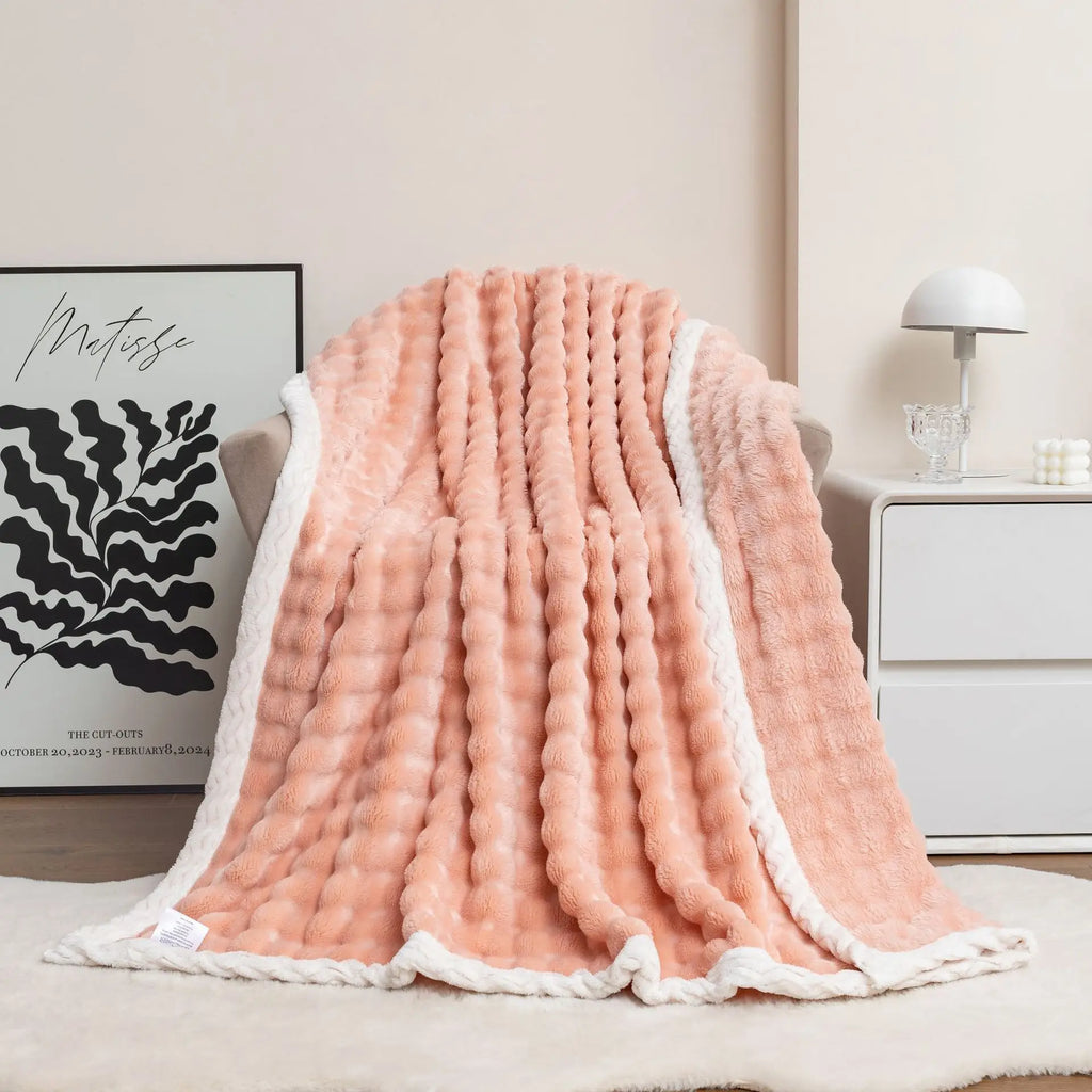 Double Layer  Thickened Cover Wholesale Woven Throw Blanket Polyester Blanket for Bed Cover