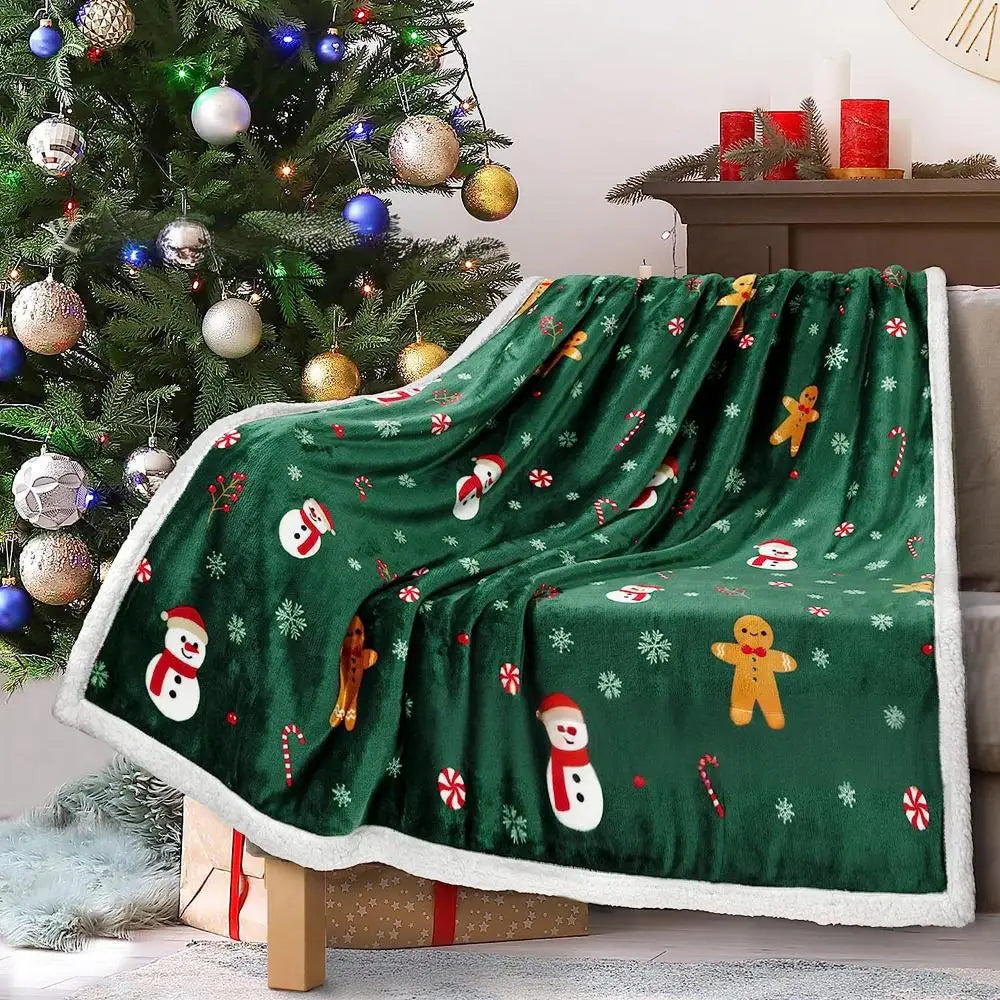 New Red Snowflake Design Raschel Blanket 100% Polyester Folded Super Soft Warm European-American Style for Winter Christmas Gift
