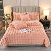 Cross-border Winter Solid Knitted Bubble Velvet Thickened Fleece Warm Imitation Rabbit Plush Double Siesta Casual Blanket
