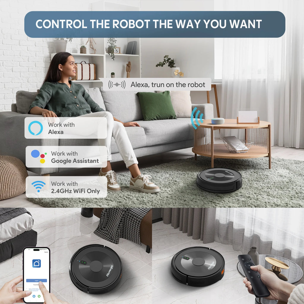 Flixmoga Robot Aspiradora Remote Control Smart Sweeping Mop Wireless Robot Vacuum Cleaner Wet Dry Household Use High Suction