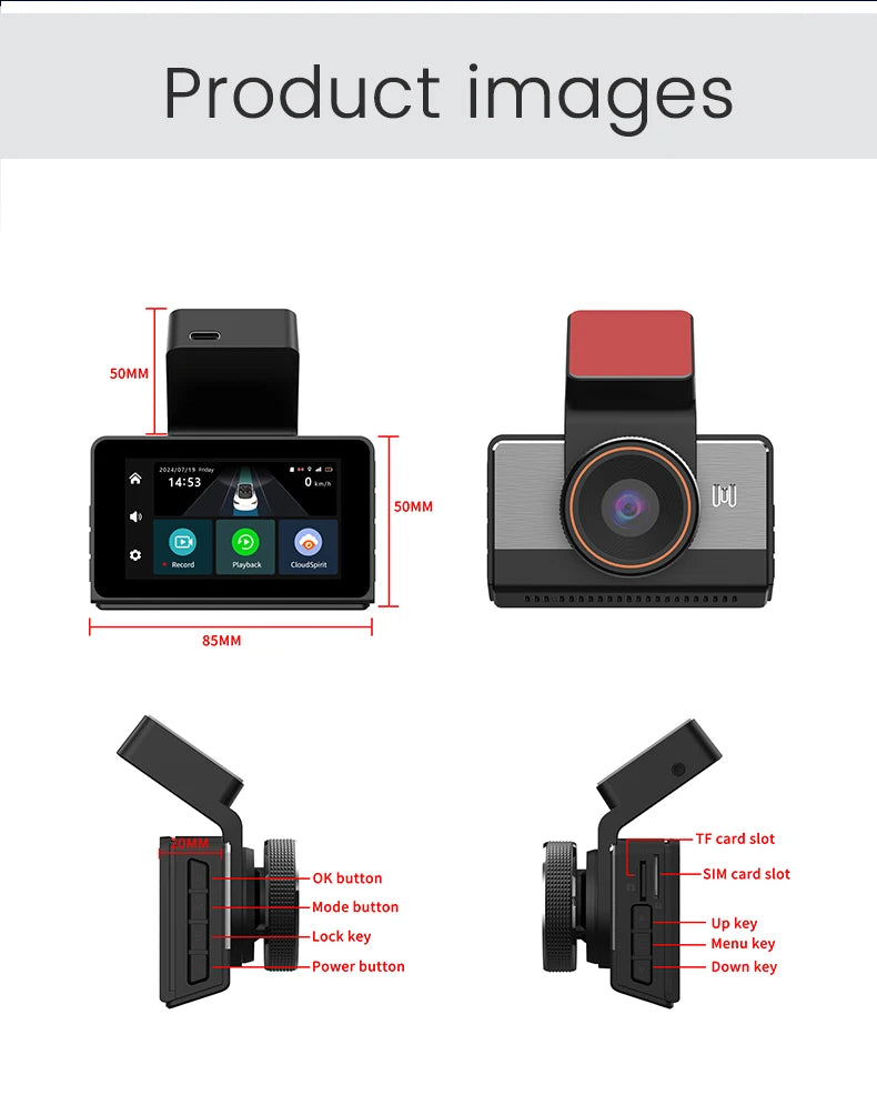 New 4G 2K Dashcam with Dual Lens Record Wifi Gps Tracking Fit Remote Live Video Check on Phone 12-24v Power Supply 4g Car Camera