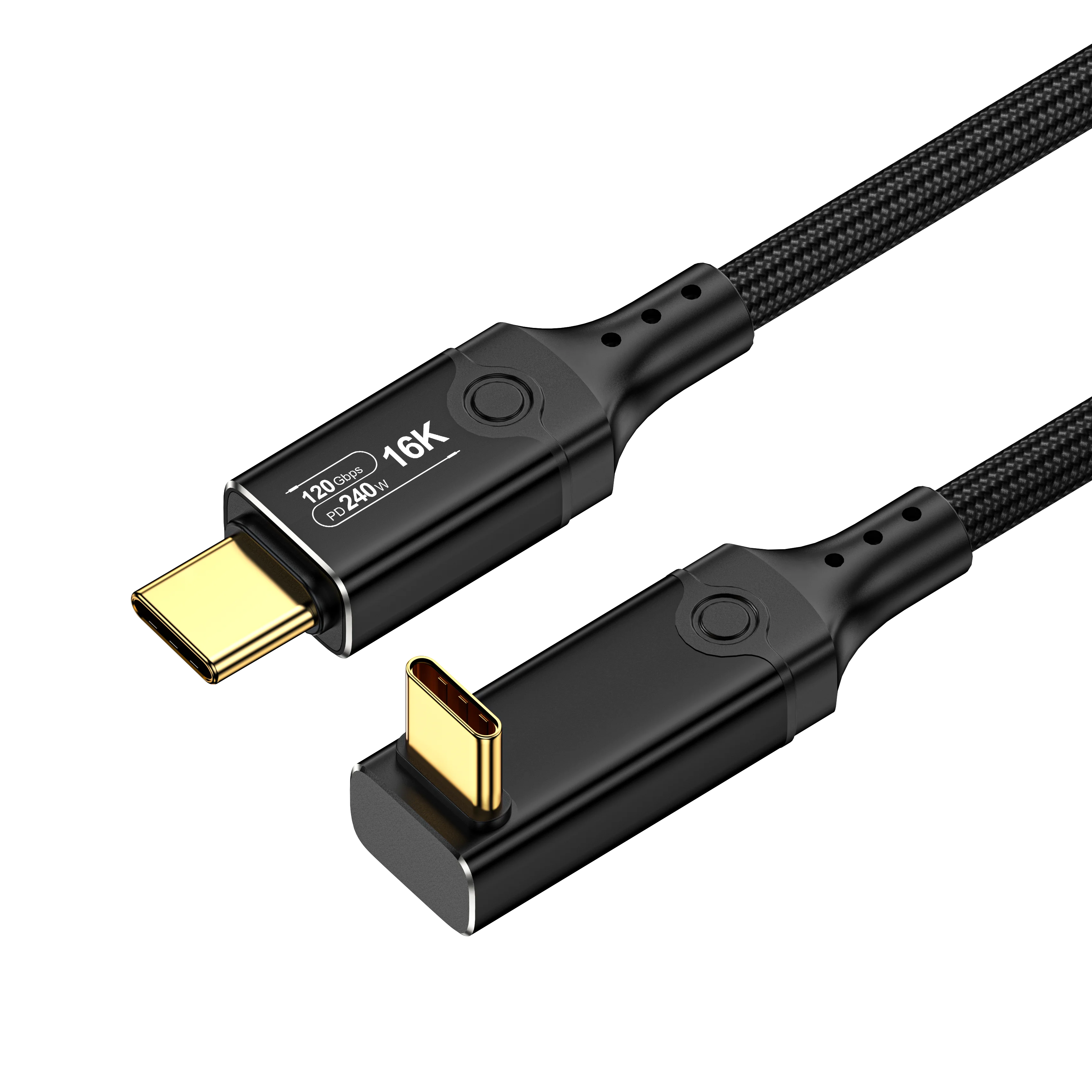 OEM 4.0 & 2.0V Thunderbolt 5 Type C USB Cable 120Gbps 240W 16K Aluminum Alloy Nylon Braided Data Cable for Laptop Mobile Printer