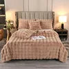 Cross-border Winter Solid Knitted Bubble Velvet Thickened Fleece Warm Imitation Rabbit Plush Double Siesta Casual Blanket