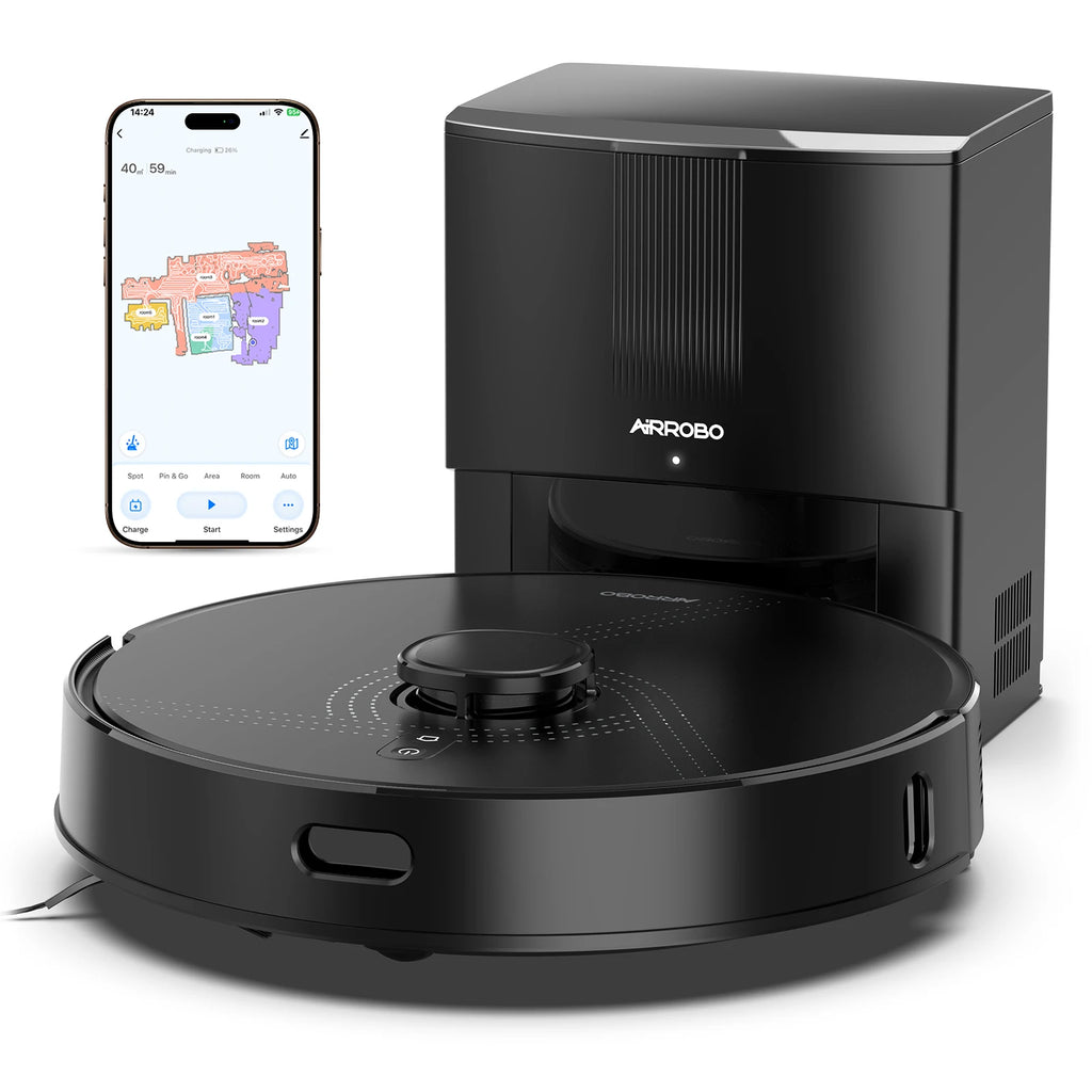 AIRROBO Smart Electric Vacuum Robot Mop 5000Pa LDS Navigation Use Battery-Powered Automatic Cleaning 75Days Hands Free