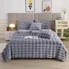 Cross-border Winter Solid Knitted Bubble Velvet Thickened Fleece Warm Imitation Rabbit Plush Double Siesta Casual Blanket