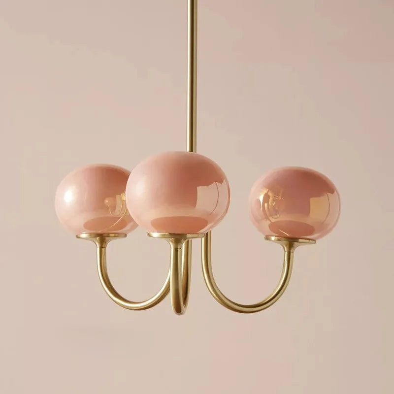 Bauhaus pink Living Room Chandelier Cozy Bedroom Master Bedroom Lamp French Vintage Glass Chandelier