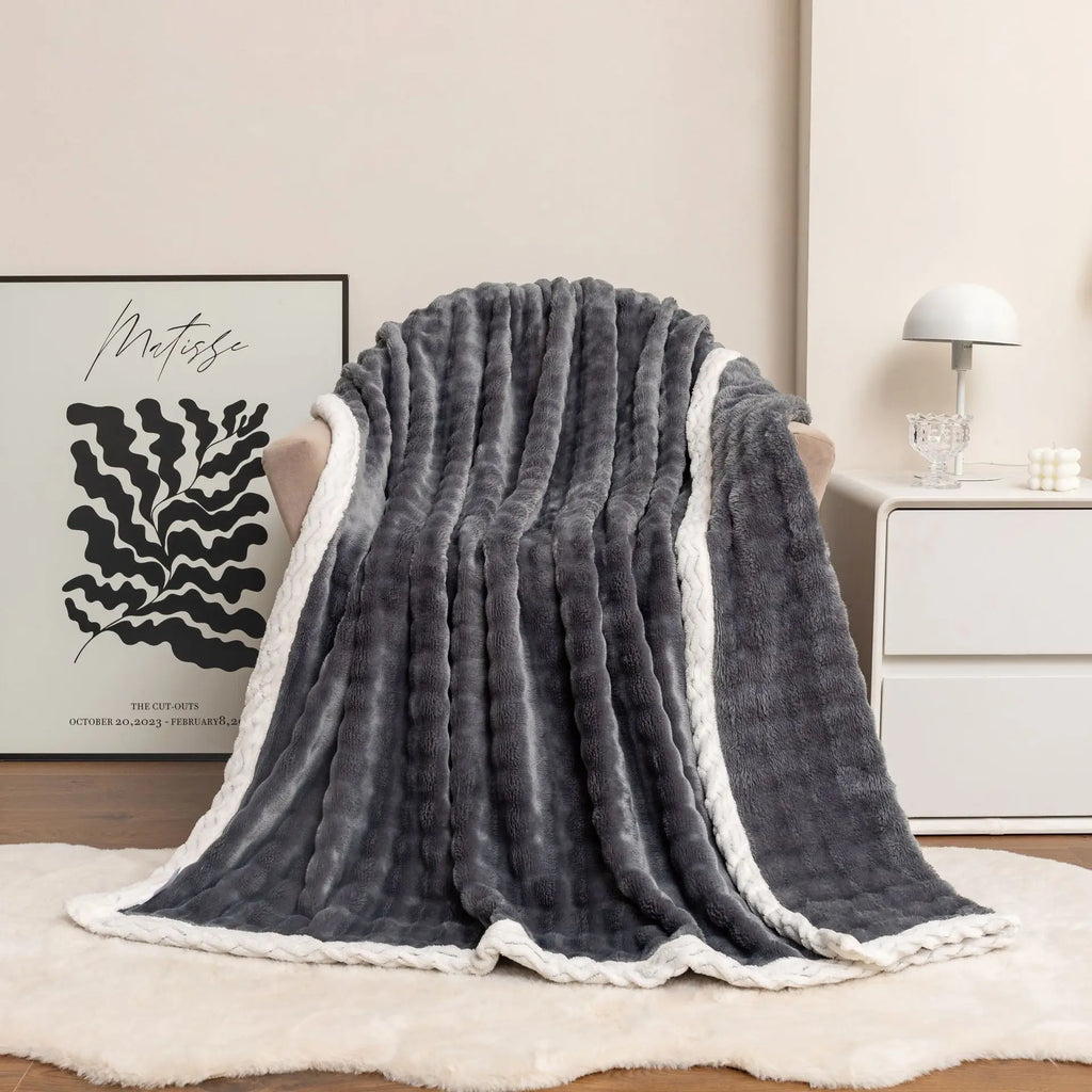 Double Layer  Thickened Cover Wholesale Woven Throw Blanket Polyester Blanket for Bed Cover