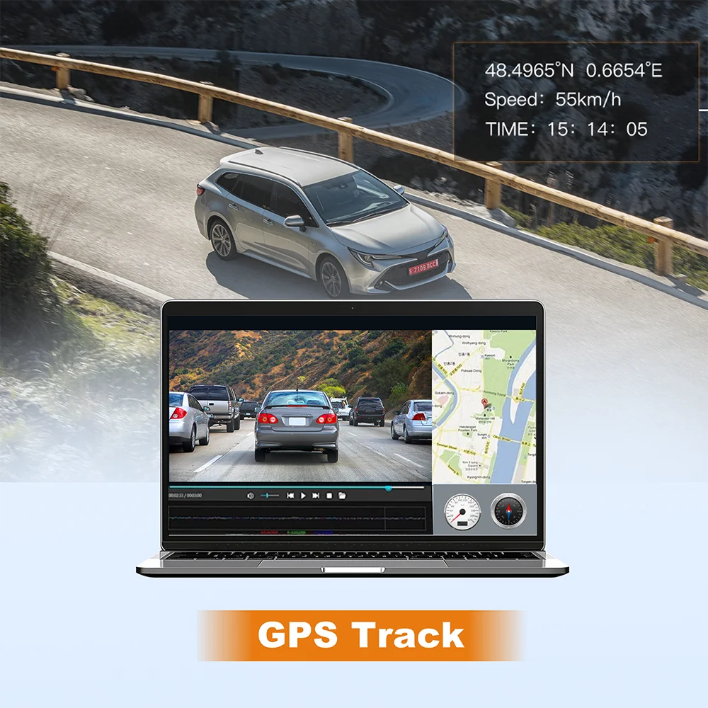 4K+1080P Car DVR Black Box GPS WIFI 2 Channel Front and Rear Dash Cam Car Camera Recorder Night Vision Parking Monitor ZD72C