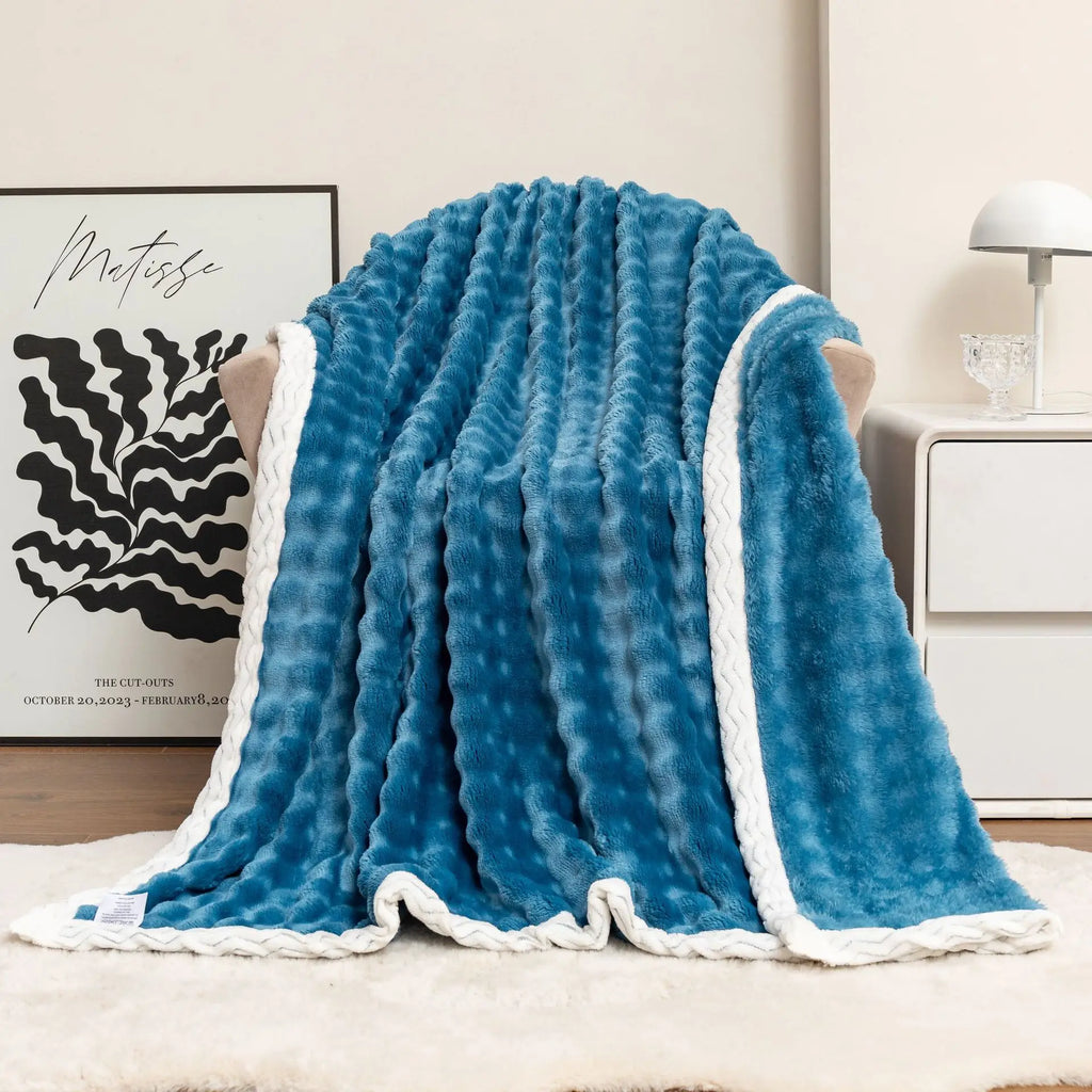 Double Layer  Thickened Cover Wholesale Woven Throw Blanket Polyester Blanket for Bed Cover
