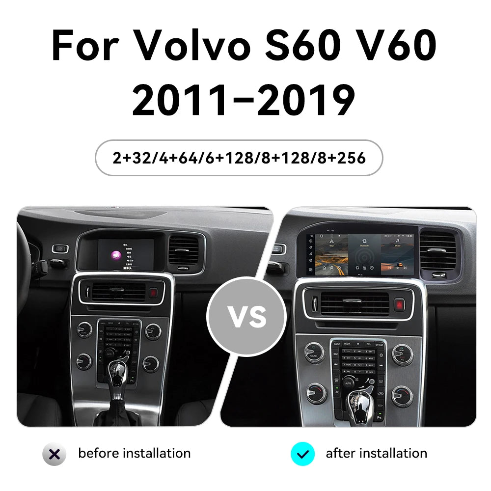 For Volvo S60 V60 2011-2019 Original Style Navigation Touch Screen Auto Stereo Carplay Car Camera Multimedia Player Head Unit