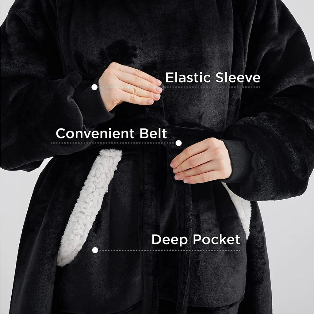 Machine Washable Wearable Kids Oversize Winter Sherpa Hoodie Blanket Sweatshirt Hooded TV Snuggle Fleece 100% Polyester