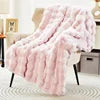 Zhengtai Home Decoration Couch Bed Sofa Rabbit Faux Fur Fuzzy Pink Throw Blanket