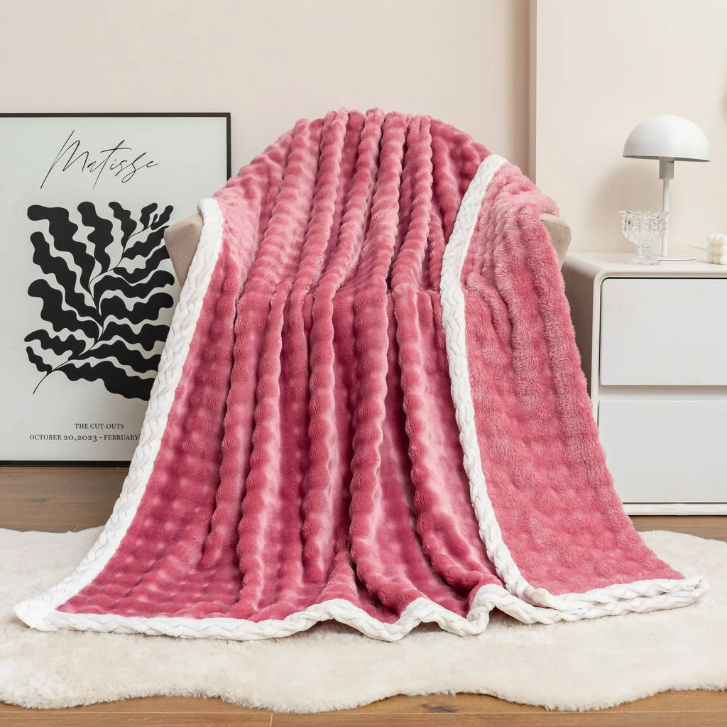 Double Layer  Thickened Cover Wholesale Woven Throw Blanket Polyester Blanket for Bed Cover