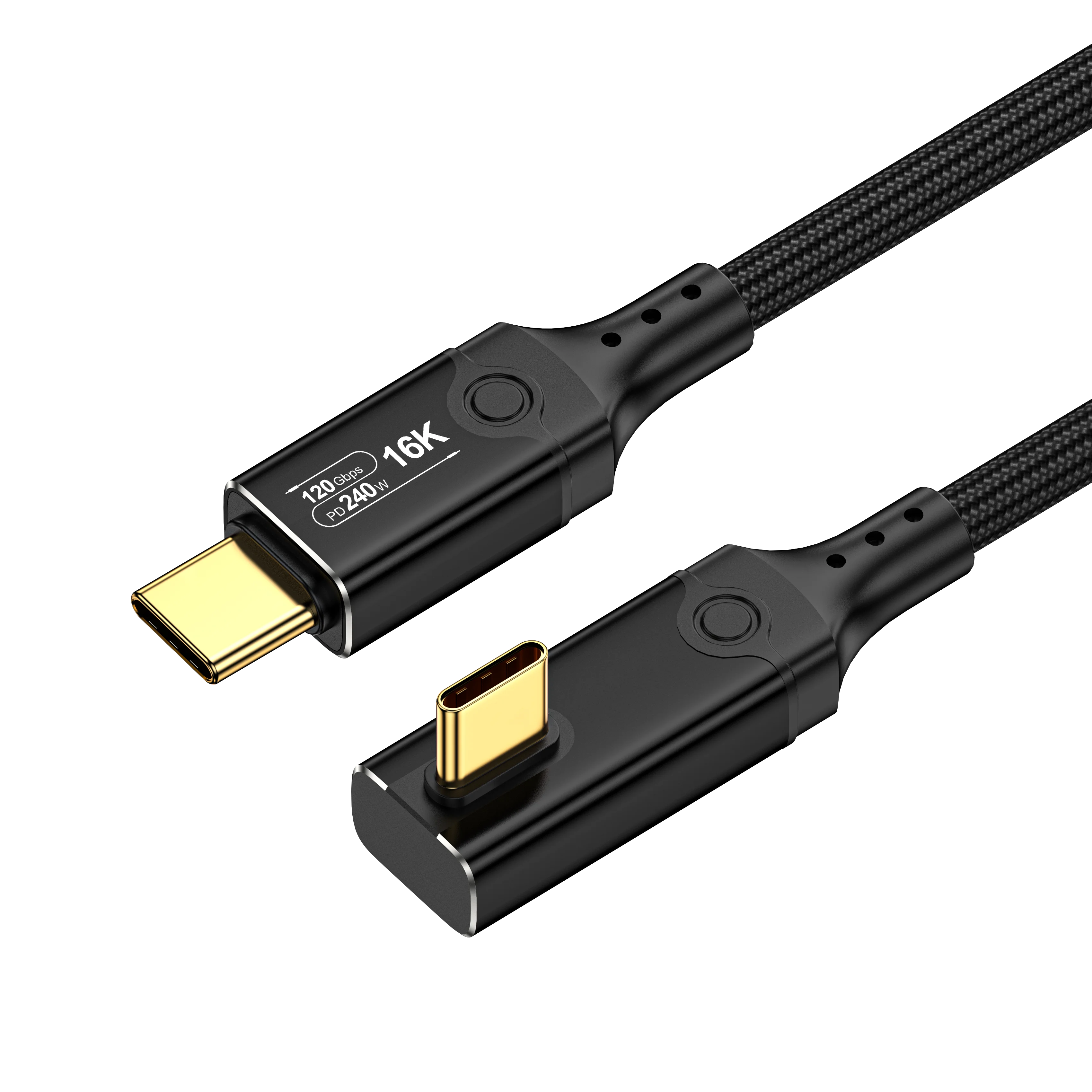 OEM 4.0 & 2.0V Thunderbolt 5 Type C USB Cable 120Gbps 240W 16K Aluminum Alloy Nylon Braided Data Cable for Laptop Mobile Printer