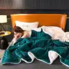 Double Layer Winter Fleece Blanket Red Solid Knitted Technics Thickened Flannel for Home Use