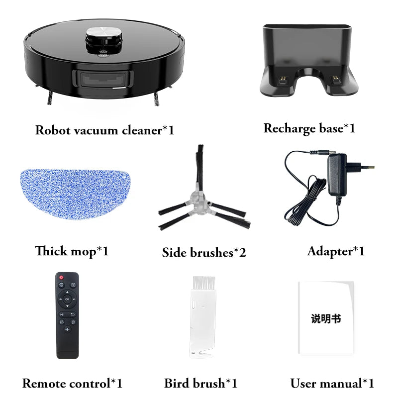 3-in-1 Electric Robot Vacuum Strong 3500Pa Suction LDS Navigation 120mins Runtime Mop WiFi APP Voice Automatic Cleaning Cleaning