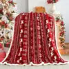 New Red Snowflake Design Raschel Blanket 100% Polyester Folded Super Soft Warm European-American Style for Winter Christmas Gift