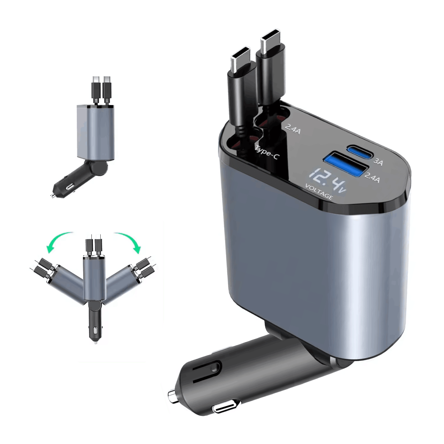 4 in 1 Retractable Car Charger