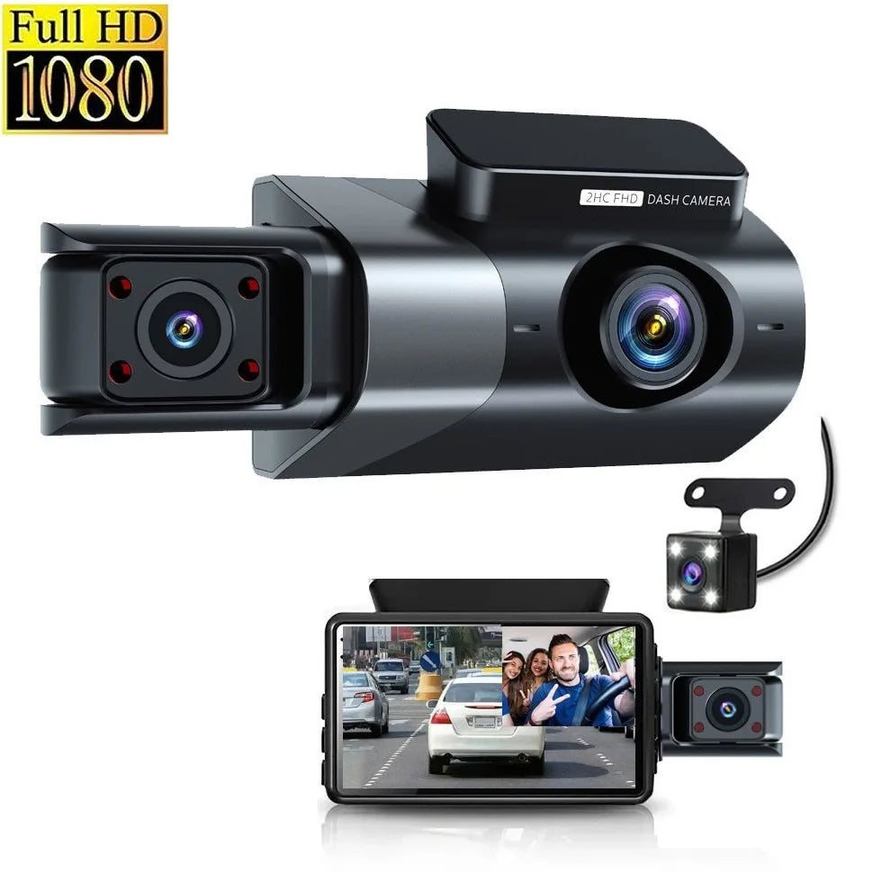 2024 Hot Sale 2 Inch IPS Screen 1080P HD Triple Lens Car Black Box Dashcam Camera with Wifi Car Camera 360 Parking Car Cam