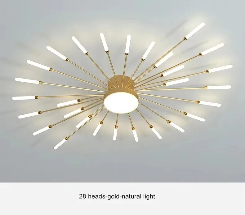 Modern LED Pendant Light Nordic Metal Strip Chandelier Ceiling Lights with Remote Control & Dimmable for Living Room